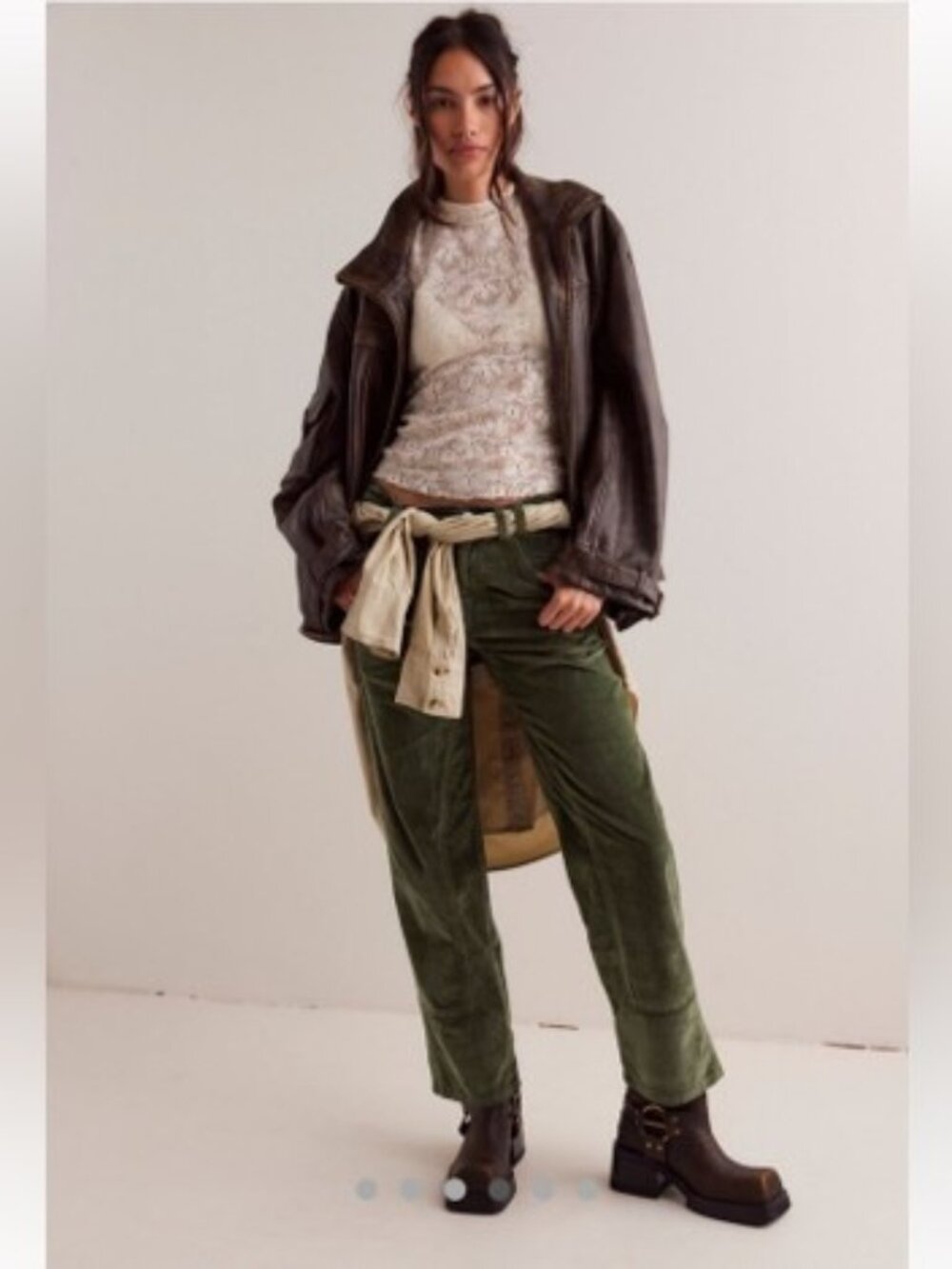 FREE PEOPLE WE THE FREE Risk Taker Corduroy Jeans Garden Green Size 25 NWT